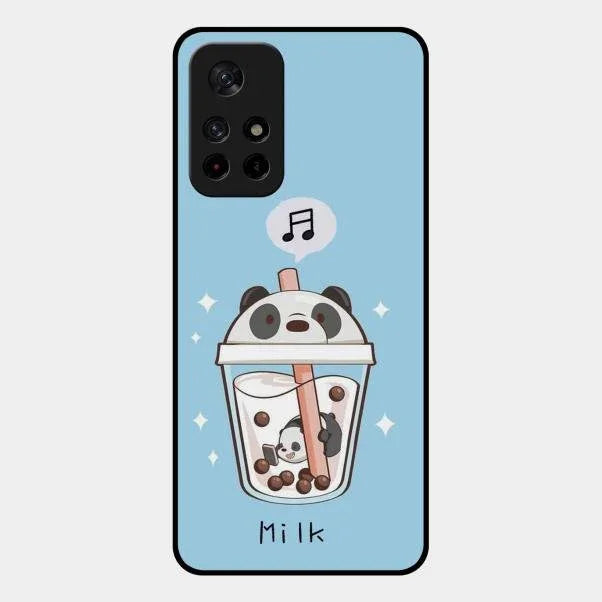 Cartoon Milk Tea We Bare Bears Glossy Metal Case Cover For Redmi Note 11T 5G