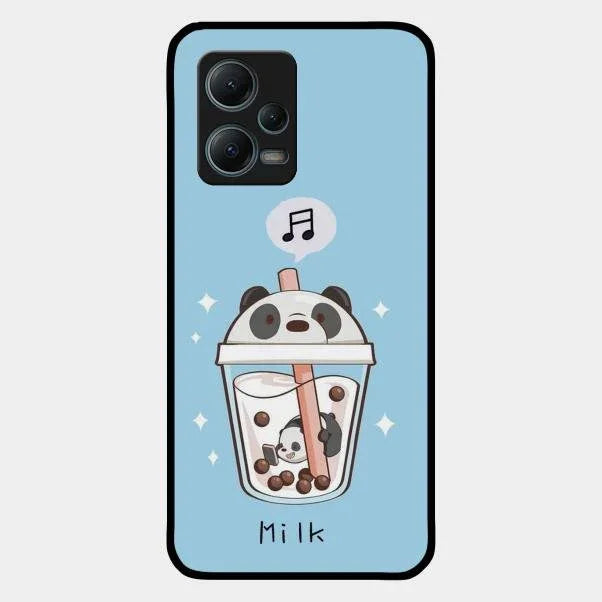 Cartoon Milk Tea We Bare Bears Glossy Metal Case Cover For Redmi Note 12 5G