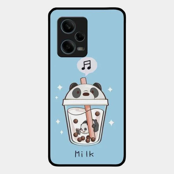 Cartoon Milk Tea We Bare Bears Glossy Metal Case Cover For Redmi Note 12 Pro Plus 5G
