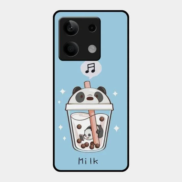 Cartoon Milk Tea We Bare Bears Glossy Metal Case Cover For Redmi Note 13 5G