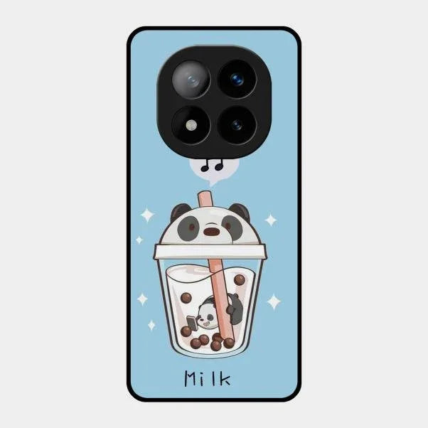 Cartoon Milk Tea We Bare Bears Glossy Metal Case Cover For Redmi Note 14 Pro Plus 5G