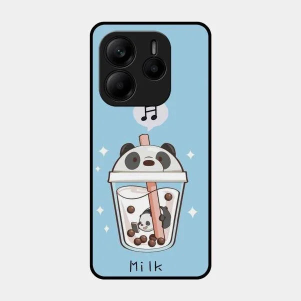 Cartoon Milk Tea We Bare Bears Glossy Metal Case Cover For Redmi Note 14 Se 5G