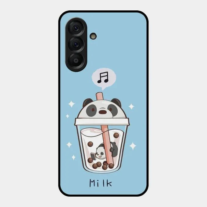Cartoon Milk Tea We Bare Bears Glossy Metal Case Cover For Samsung Galaxy A17 5G