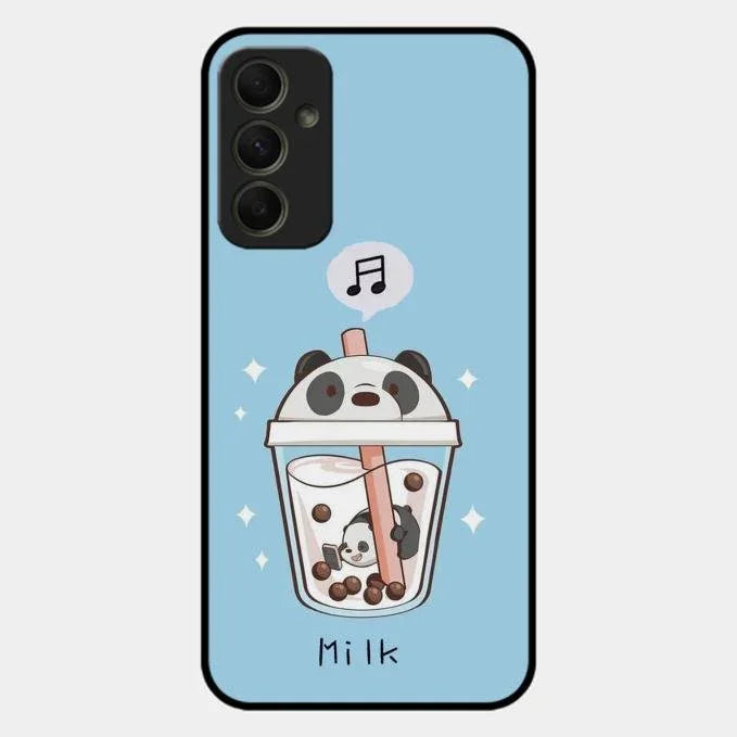 Cartoon Milk Tea We Bare Bears Glossy Metal Case Cover For Samsung Galaxy A34 5G