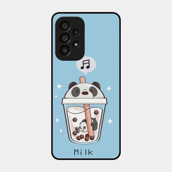 Cartoon Milk Tea We Bare Bears Glossy Metal Case Cover For Samsung Galaxy A53 5G