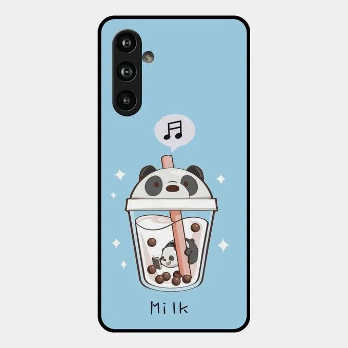 Cartoon Milk Tea We Bare Bears Glossy Metal Case Cover For Samsung Galaxy F54 5G
