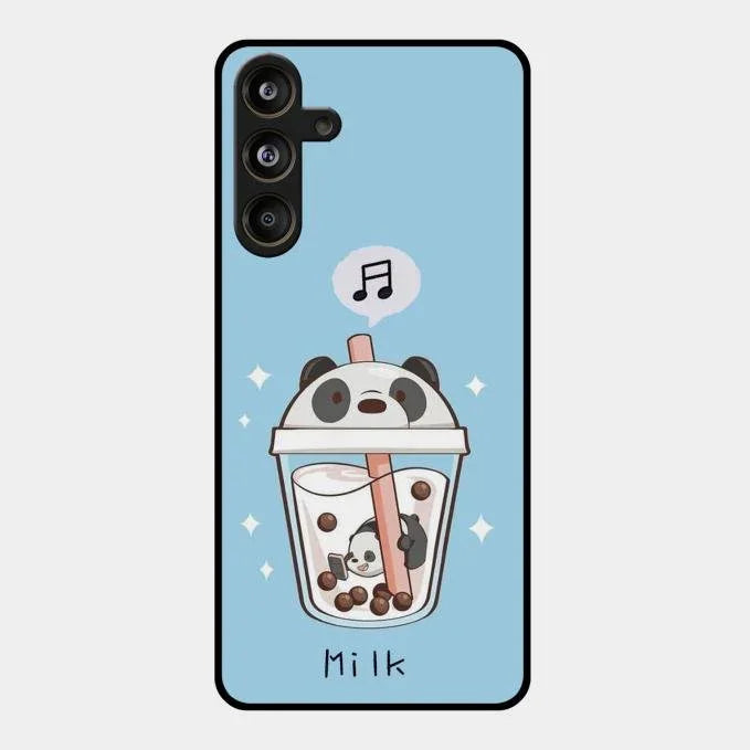 Cartoon Milk Tea We Bare Bears Glossy Metal Case Cover For Samsung Galaxy M55 5G