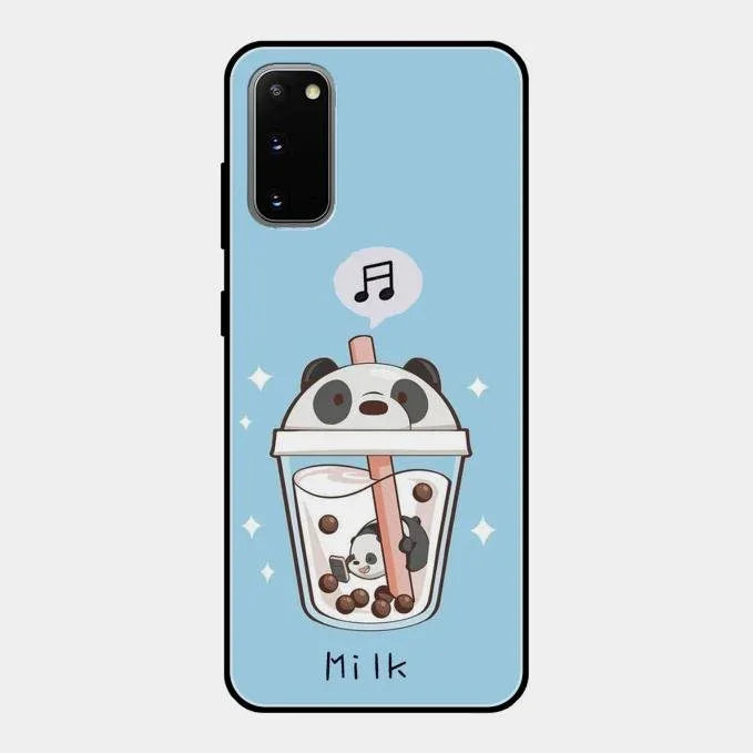 Cartoon Milk Tea We Bare Bears Glossy Metal Case Cover For Samsung Galaxy S20