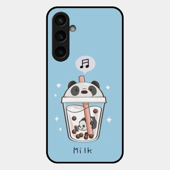 Cartoon Milk Tea We Bare Bears Glossy Metal Case Cover For Samsung Galaxy S23 Fe 5G