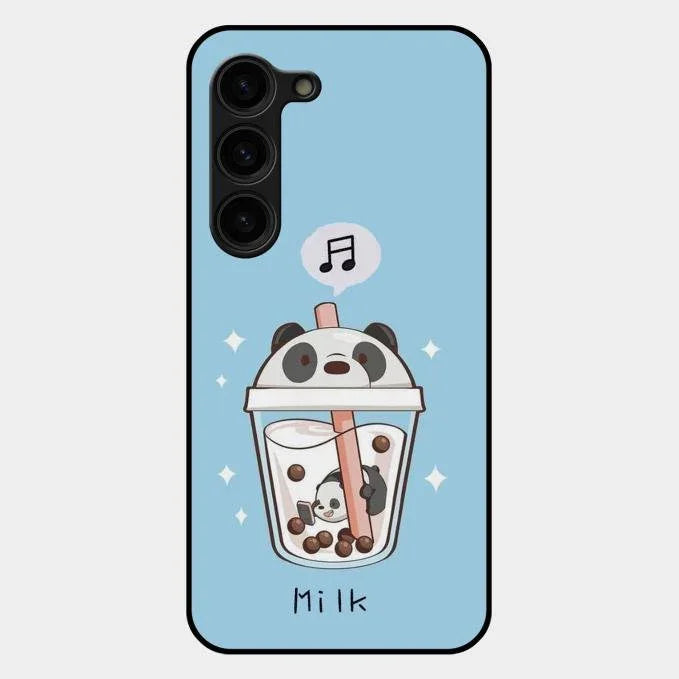Cartoon Milk Tea We Bare Bears Glossy Metal Case Cover For Samsung Galaxy S23 Plus 5G