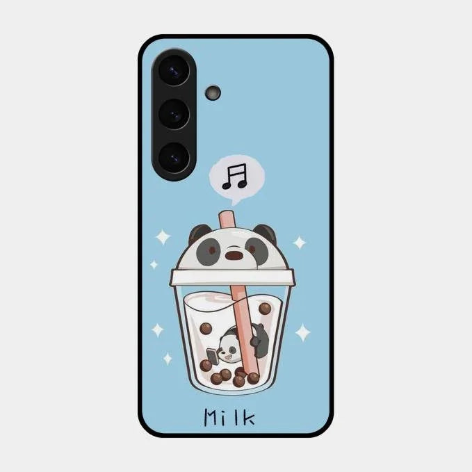 Cartoon Milk Tea We Bare Bears Glossy Metal Case Cover For Samsung Galaxy S24 5G