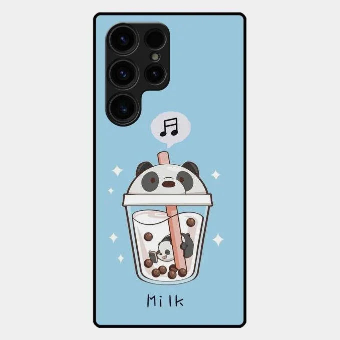 Cartoon Milk Tea We Bare Bears Glossy Metal Case Cover For Samsung Galaxy S24 Ultra 5G