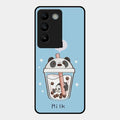 Cartoon Milk Tea We Bare Bears Glossy Metal Case Cover For Vivo T3 5G
