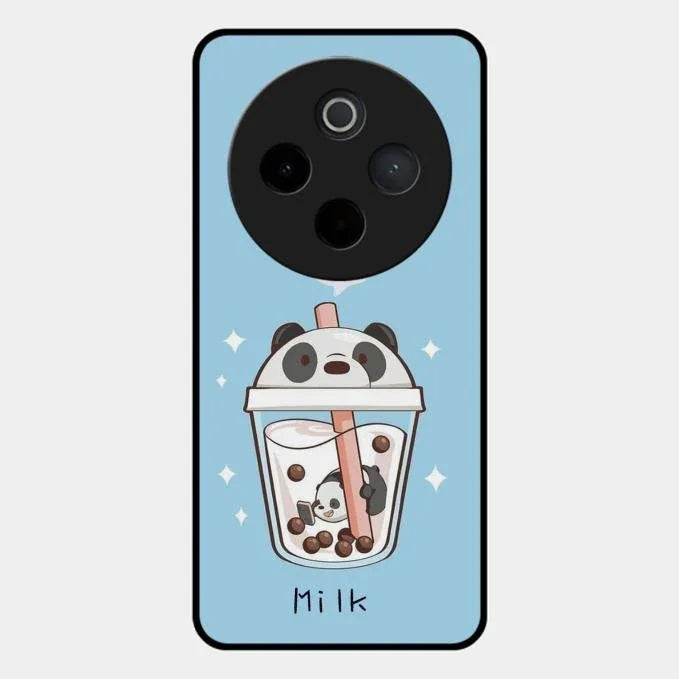 Cartoon Milk Tea We Bare Bears Glossy Metal Case Cover For Vivo T4 5G