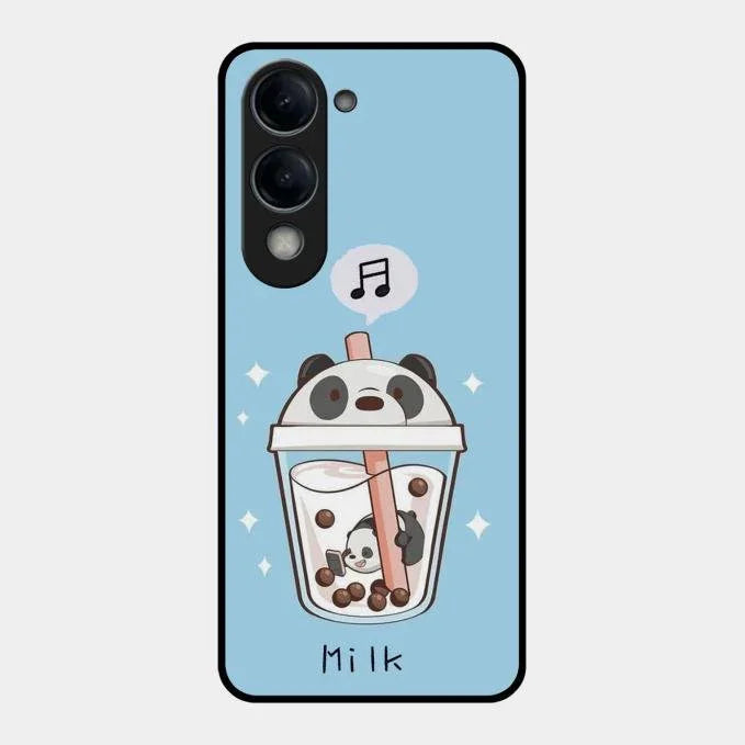 Cartoon Milk Tea We Bare Bears Glossy Metal Case Cover For Vivo T4 Lite 5G