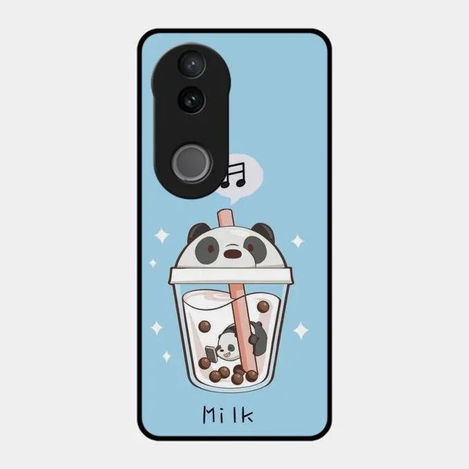 Cartoon Milk Tea We Bare Bears Glossy Metal Case Cover For Vivo T4R 5G