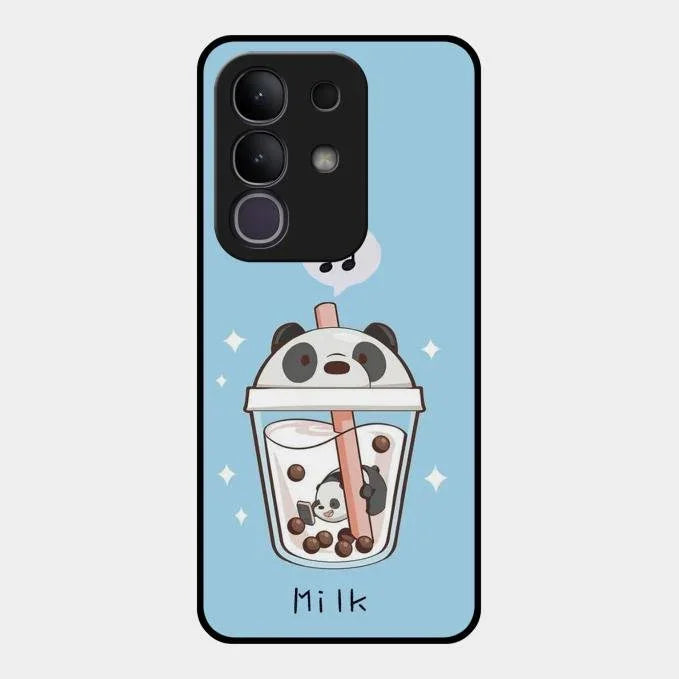 Cartoon Milk Tea We Bare Bears Glossy Metal Case Cover For Vivo T4X 5G