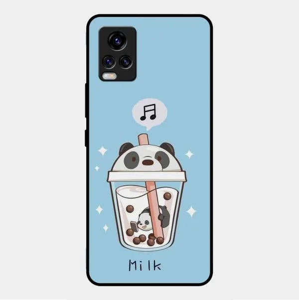 Cartoon Milk Tea We Bare Bears Glossy Metal Case Cover For Vivo V20 2021