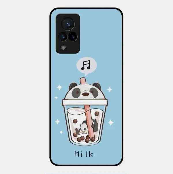 Cartoon Milk Tea We Bare Bears Glossy Metal Case Cover For Vivo V21 5G