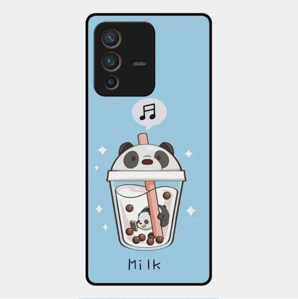 Cartoon Milk Tea We Bare Bears Glossy Metal Case Cover For Vivo V23 Pro 5G