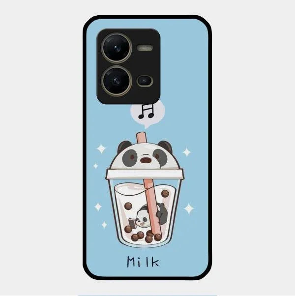 Cartoon Milk Tea We Bare Bears Glossy Metal Case Cover For Vivo V25 5G