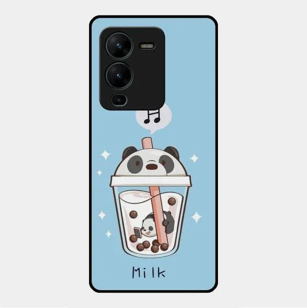 Cartoon Milk Tea We Bare Bears Glossy Metal Case Cover For Vivo V25 Pro 5G