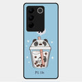 Cartoon Milk Tea We Bare Bears Glossy Metal Case Cover For Vivo V27 Pro 5G