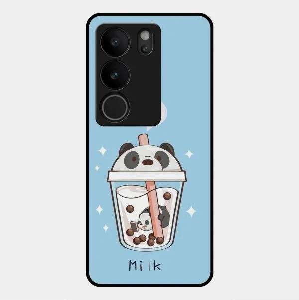 Cartoon Milk Tea We Bare Bears Glossy Metal Case Cover For Vivo V29 5G