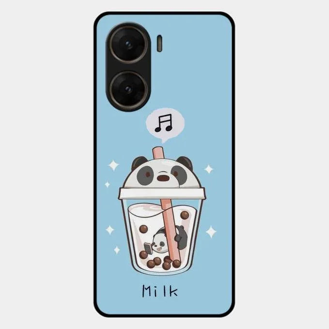 Cartoon Milk Tea We Bare Bears Glossy Metal Case Cover For Vivo V29E 5G