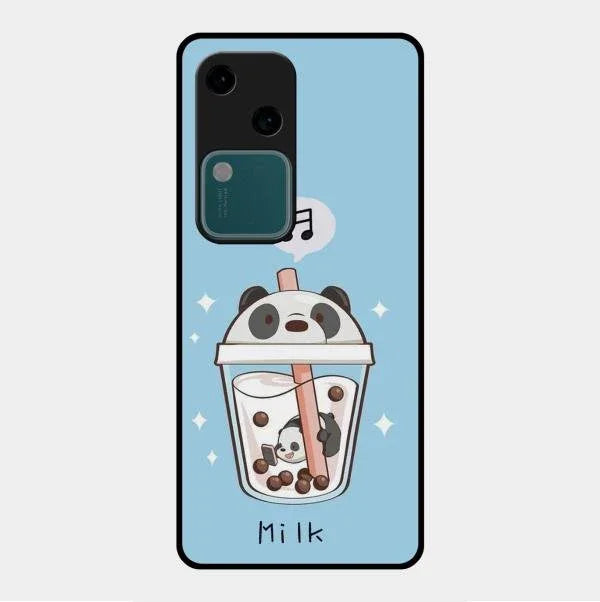 Cartoon Milk Tea We Bare Bears Glossy Metal Case Cover For Vivo V30 5G