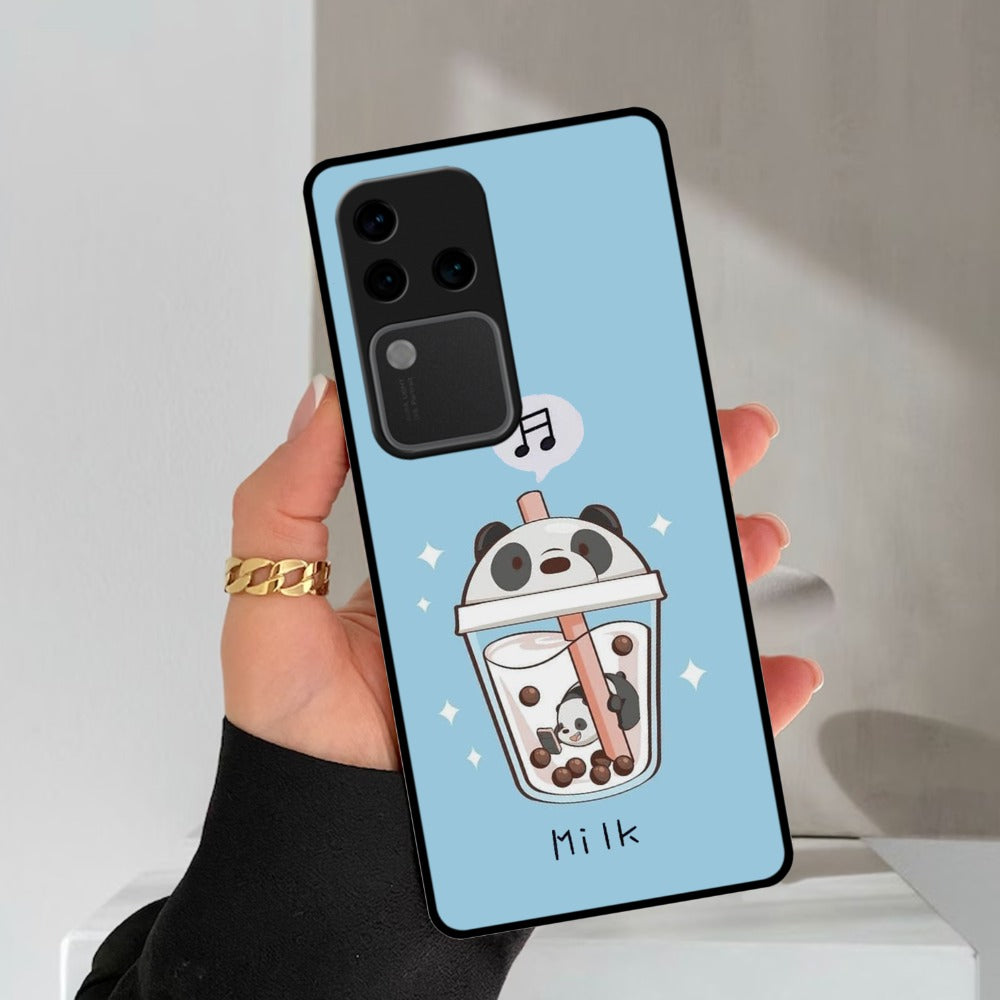 Cartoon Milk Tea We Bare Bears Glossy Metal Case Cover For Vivo