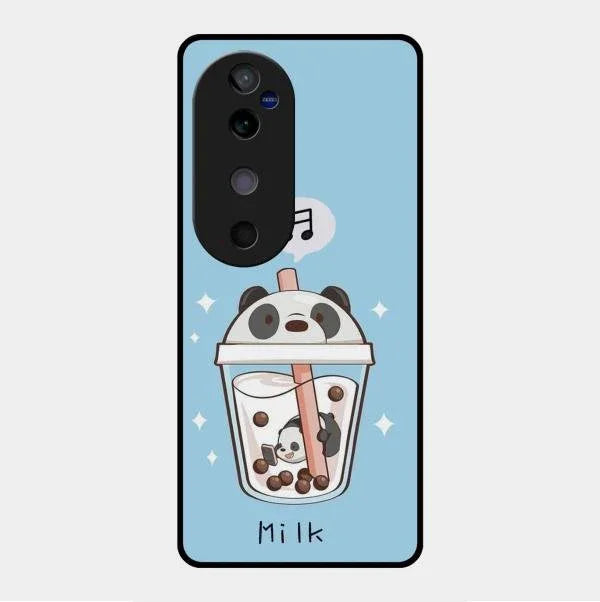 Cartoon Milk Tea We Bare Bears Glossy Metal Case Cover For Vivo V40 5G