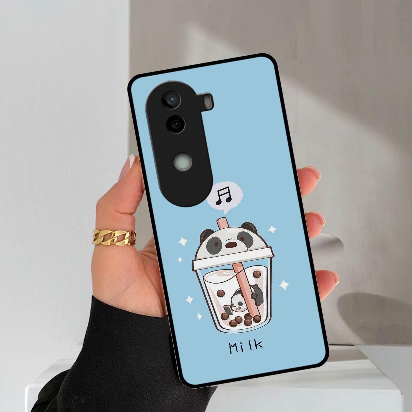 Cartoon Milk Tea We Bare Bears Glossy Metal Case Cover For Vivo
