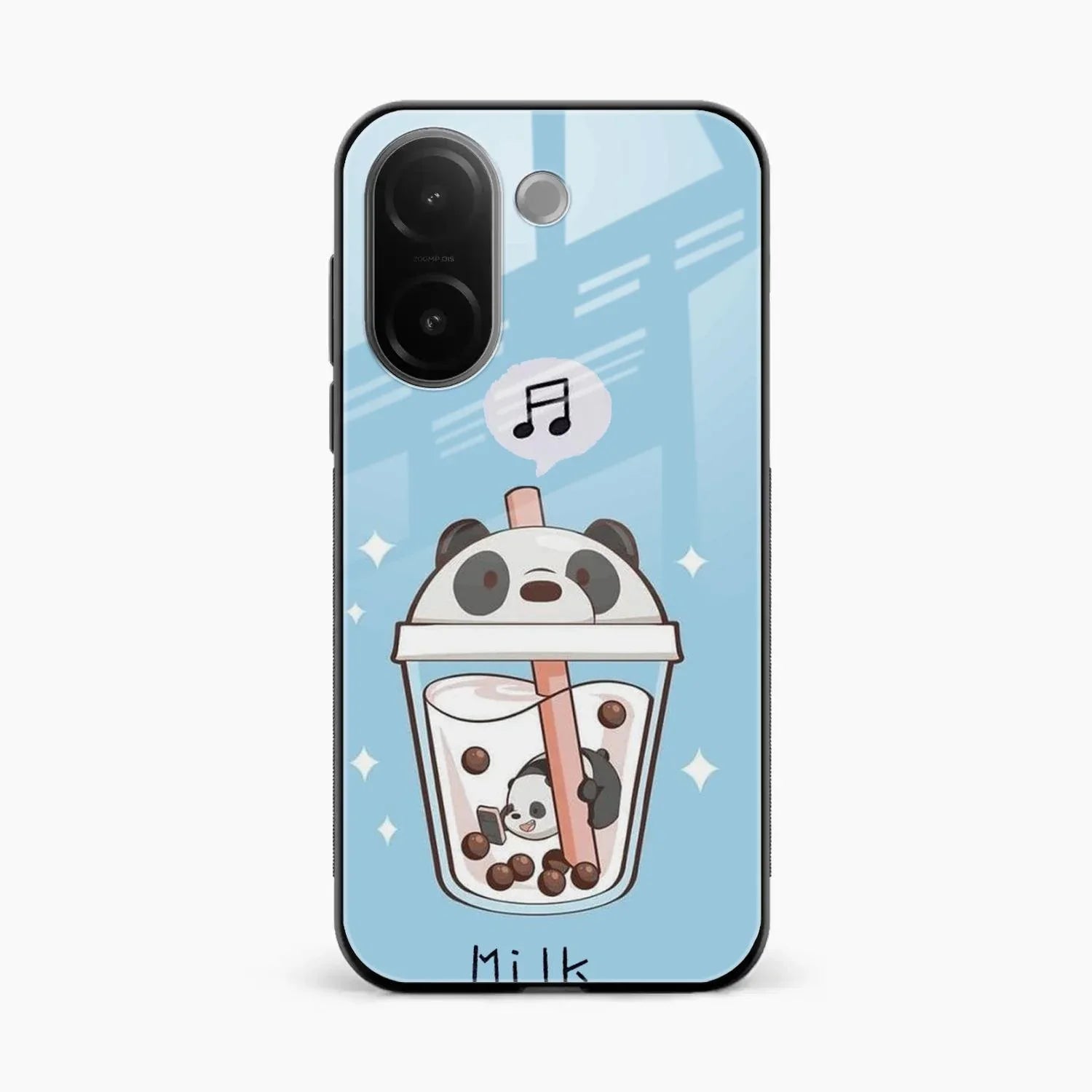 Cartoon Milk Tea We Bare Bears Glossy Metal Case Cover For Vivo V60e 5G