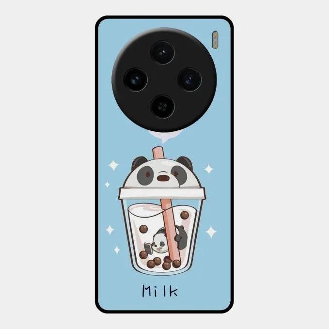 Cartoon Milk Tea We Bare Bears Glossy Metal Case Cover For Vivo X100 5G