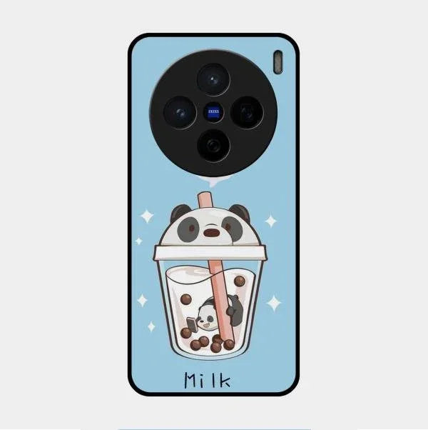 Cartoon Milk Tea We Bare Bears Glossy Metal Case Cover For Vivo X200 5G