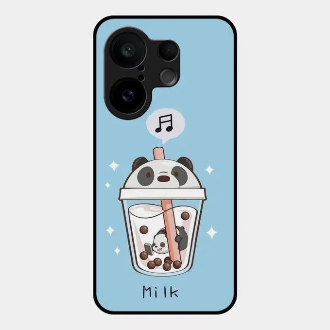 Cartoon Milk Tea We Bare Bears Glossy Metal Case Cover For Vivo X200 Fe 5G