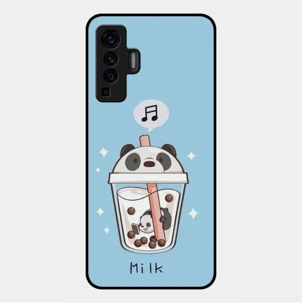 Cartoon Milk Tea We Bare Bears Glossy Metal Case Cover For Vivo X50 5G