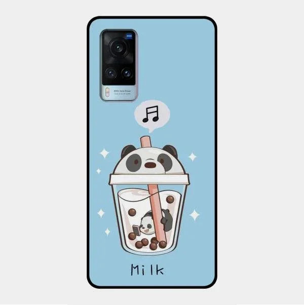 Cartoon Milk Tea We Bare Bears Glossy Metal Case Cover For Vivo X60 5G