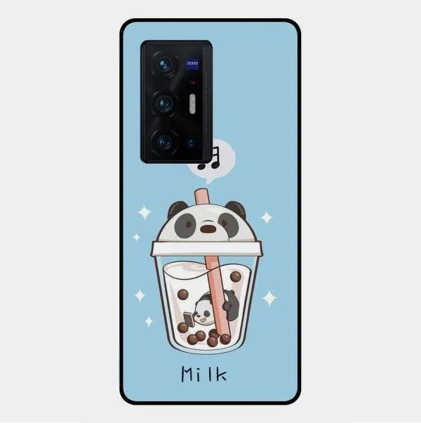 Cartoon Milk Tea We Bare Bears Glossy Metal Case Cover For Vivo X70 Pro Plus 5G