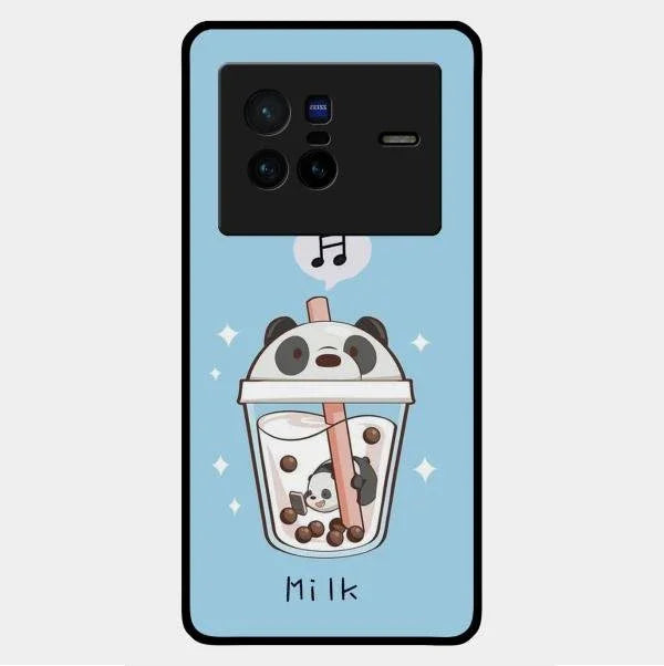 Cartoon Milk Tea We Bare Bears Glossy Metal Case Cover For Vivo X80 5G