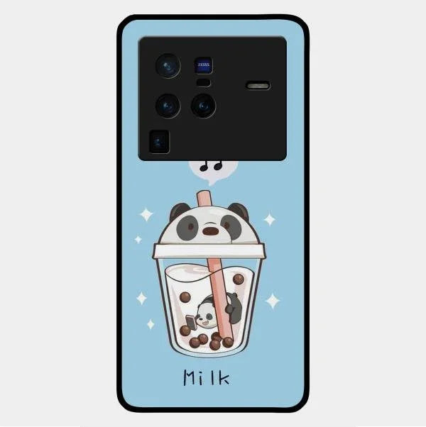 Cartoon Milk Tea We Bare Bears Glossy Metal Case Cover For Vivo X80 Pro 5G