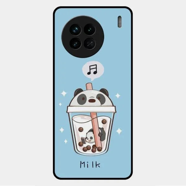 Cartoon Milk Tea We Bare Bears Glossy Metal Case Cover For Vivo X90 5G