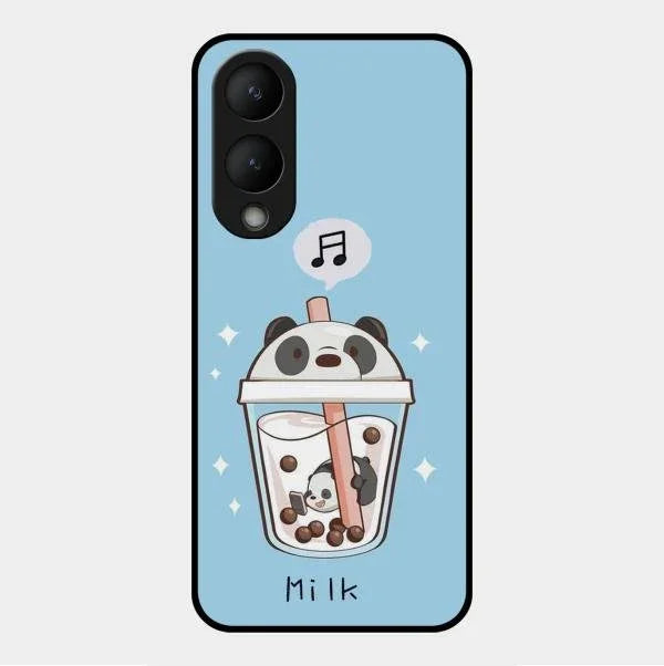 Cartoon Milk Tea We Bare Bears Glossy Metal Case Cover For Vivo Y17S