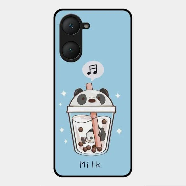 Cartoon Milk Tea We Bare Bears Glossy Metal Case Cover For Vivo Y18E