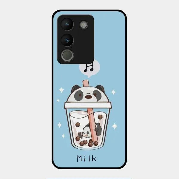 Cartoon Milk Tea We Bare Bears Glossy Metal Case Cover For Vivo Y200 5G
