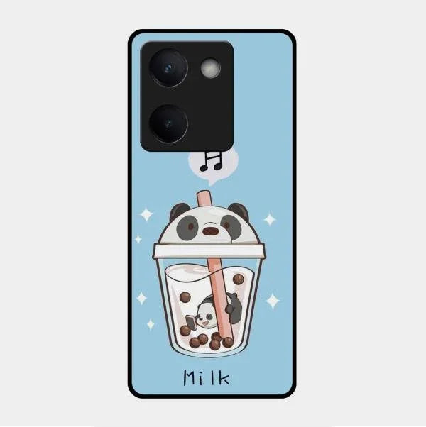 Cartoon Milk Tea We Bare Bears Glossy Metal Case Cover For Vivo Y200 Pro 5G