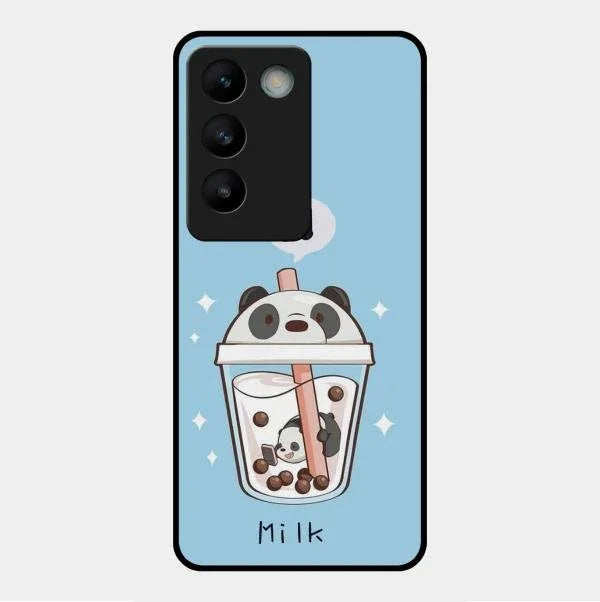 Cartoon Milk Tea We Bare Bears Glossy Metal Case Cover For Vivo Y200E 5G