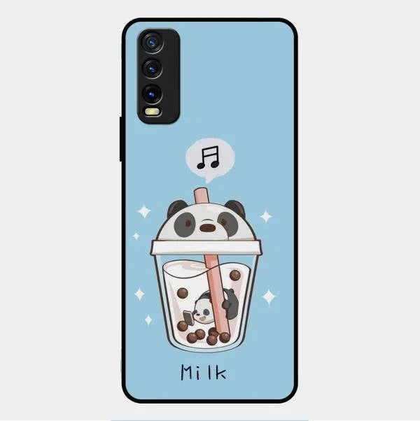 Cartoon Milk Tea We Bare Bears Glossy Metal Case Cover For Vivo Y20T