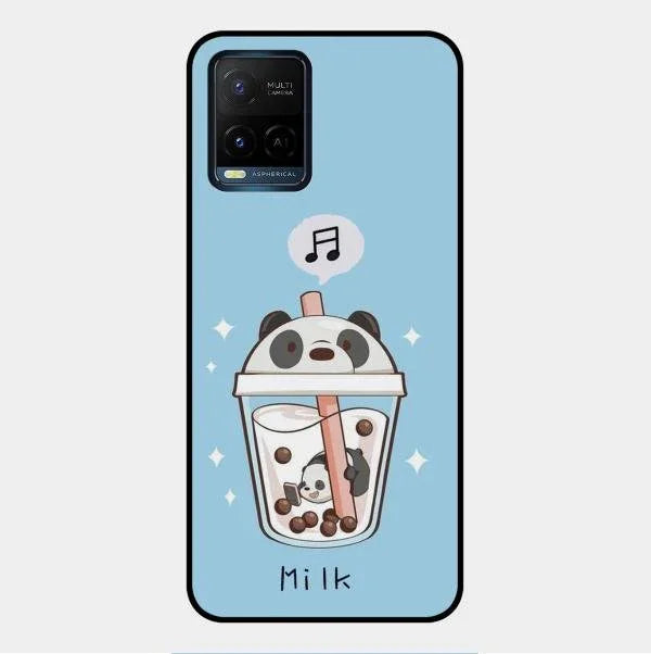 Cartoon Milk Tea We Bare Bears Glossy Metal Case Cover For Vivo Y21